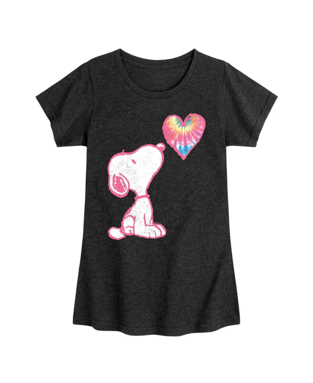 Snoopy Tie Dye Heart Graphic Short Sleeve Tee by Peanuts