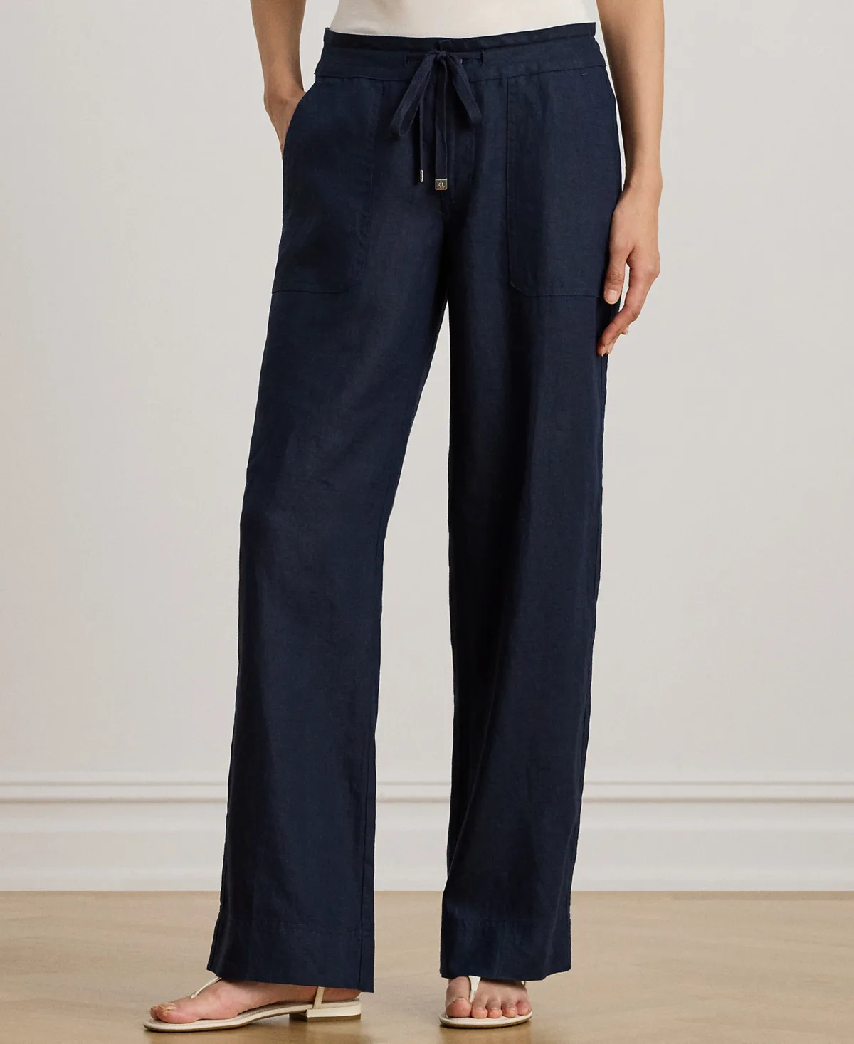 100% Linen Wide-Leg Linen Pants by Lauren Ralph Lauren