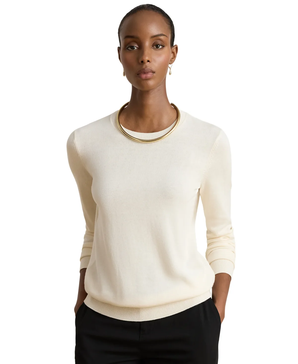 Embroidered-Logo Cotton-Modal Sweater by Lauren Ralph Lauren