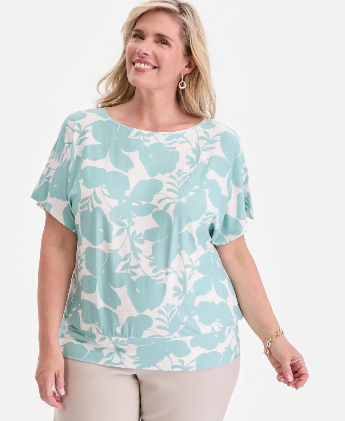 Orchid Garden Banded-Bottom T-Shirt