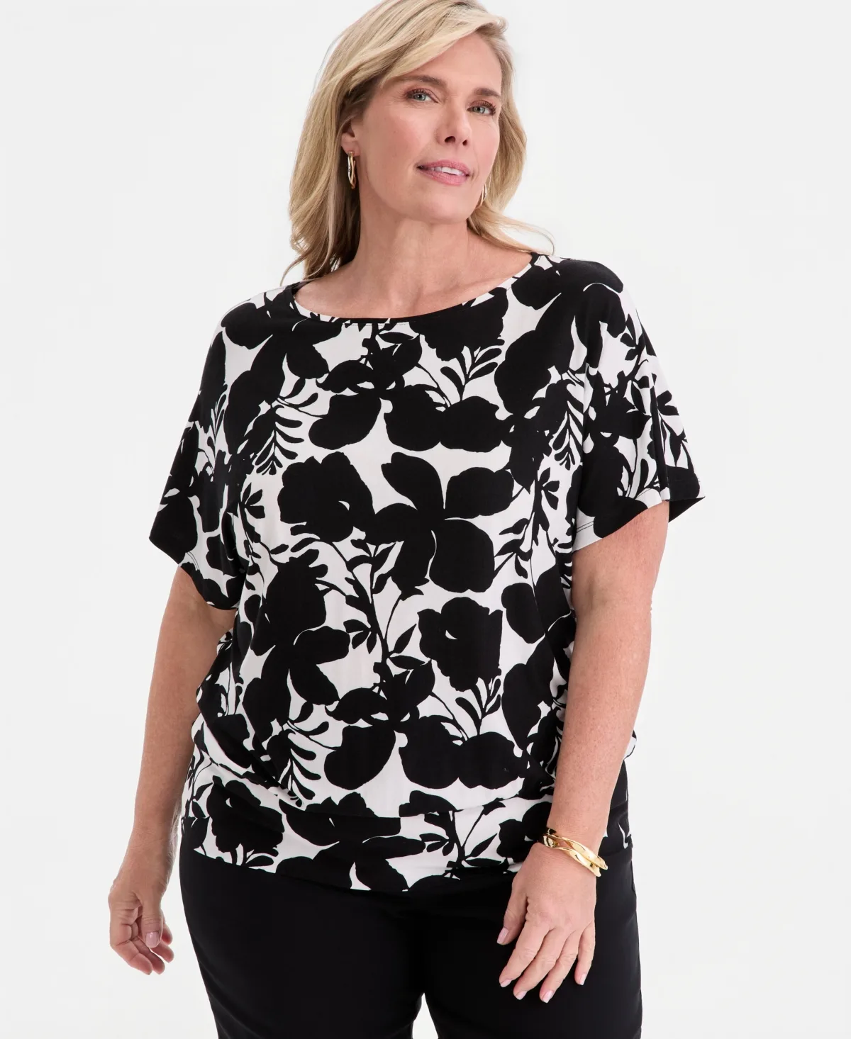 Orchid Garden Banded-Bottom T-Shirt