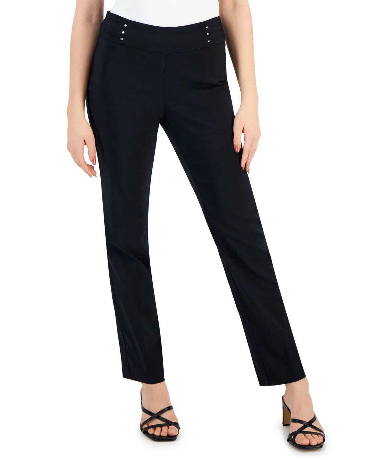 Studded-Rivet Straight-Leg Pants by Jm Collection