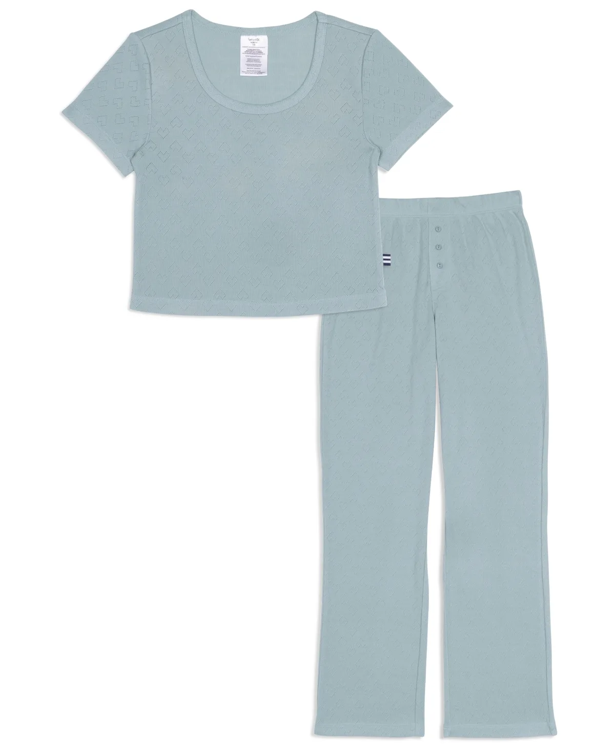 Heart Pointelle Round Neck T-Shirt & Pants, 2-Piece Set by Splendid