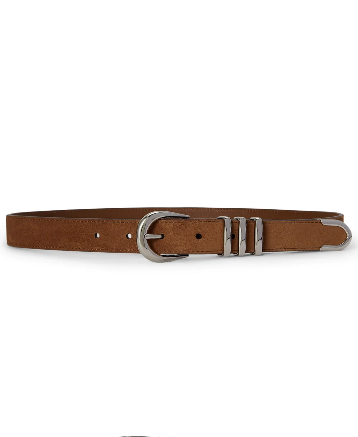 Metal-Keeper Suede Skinny Belt
