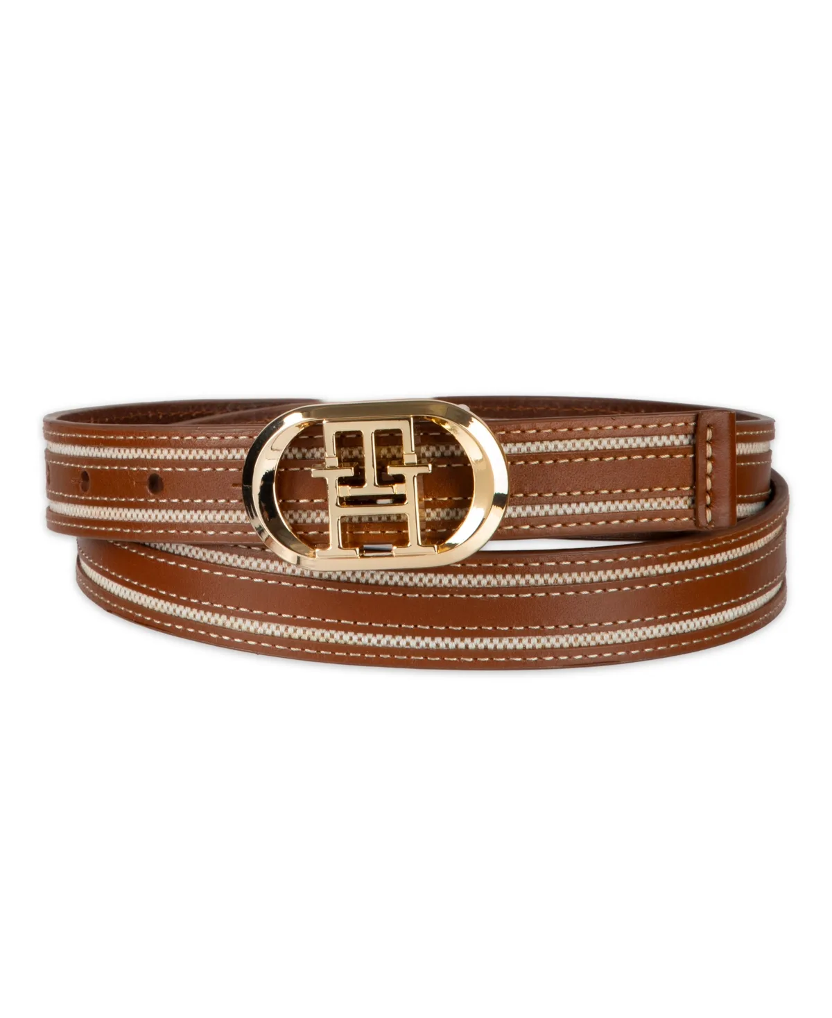 Monogram Plaque Buckle Casual Belt by Tommy Hilfiger