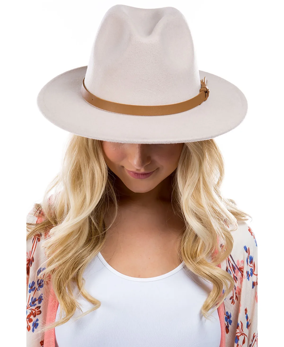 Faux Leather Knotted Band Wool Blend Felt Hat by Marcus Adler