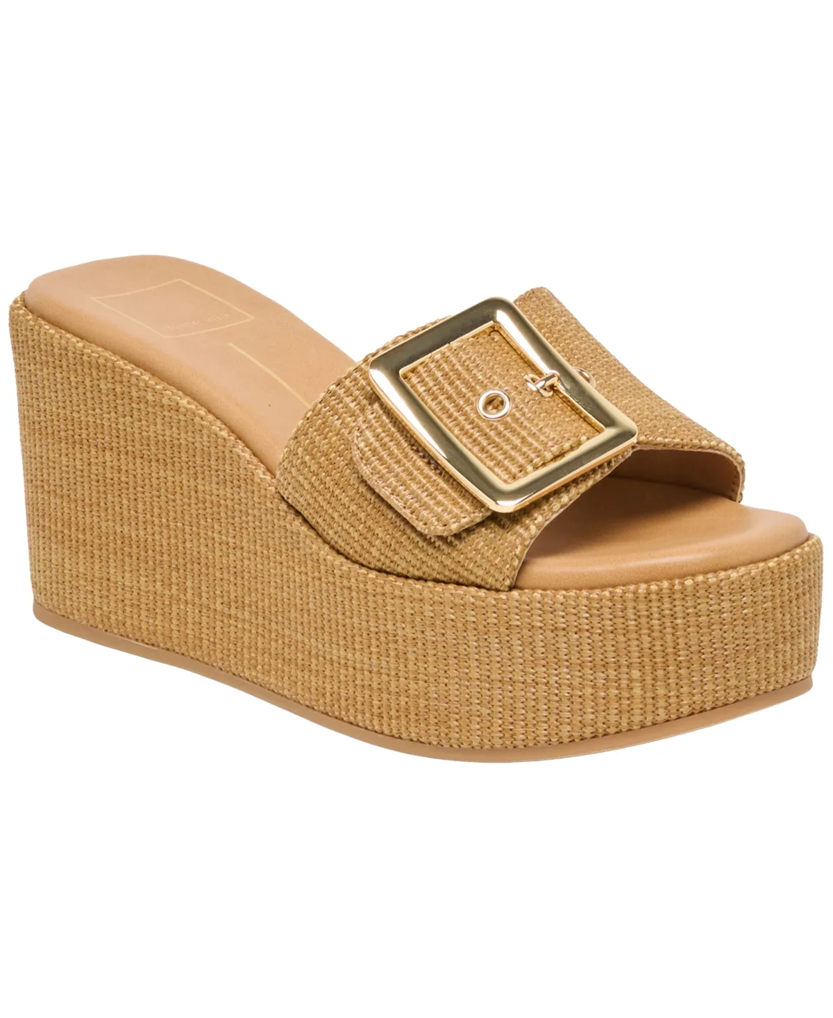 Jilian Raffia Buckle Platform Slide Wedge Sandals