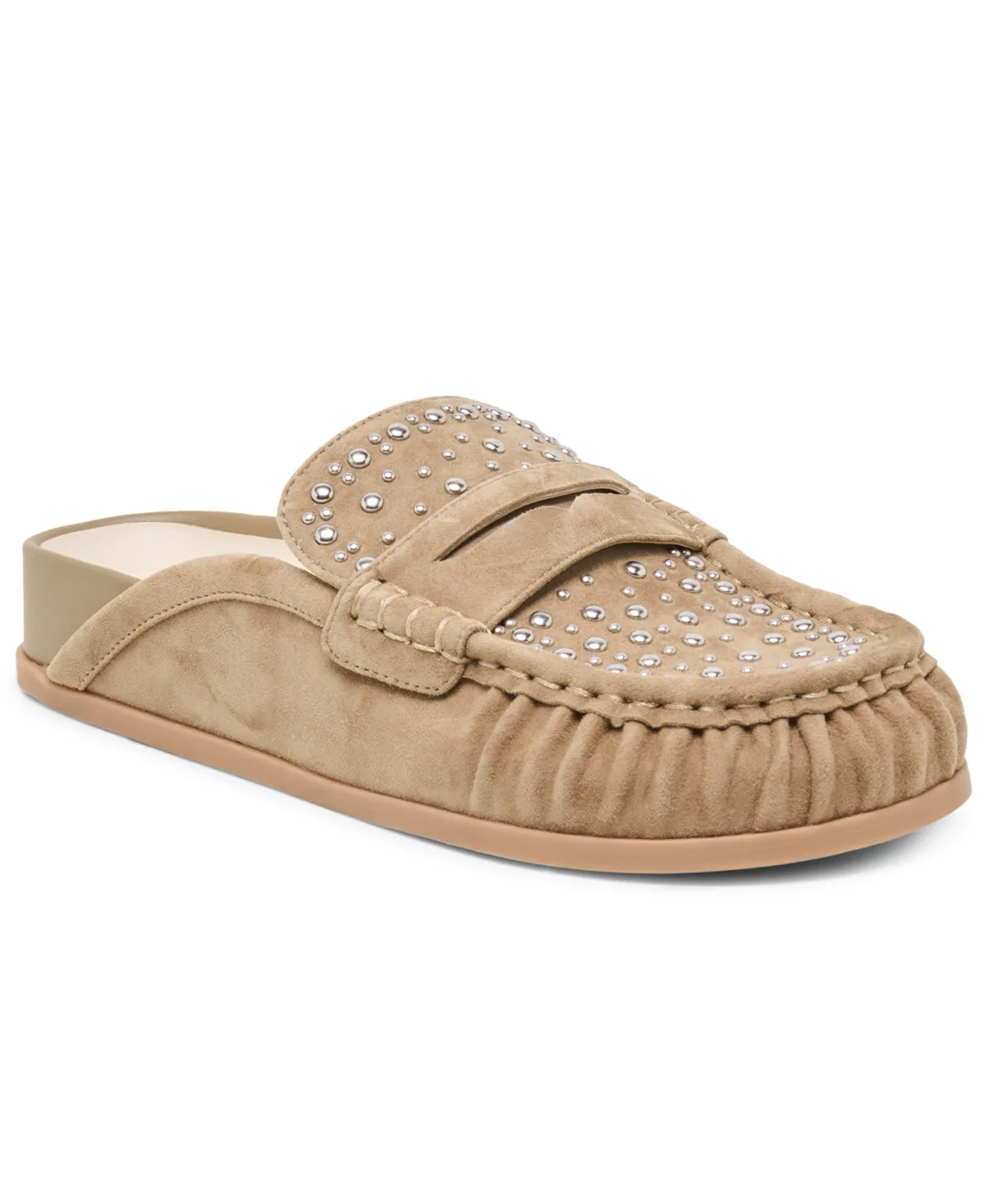 Jordero Stud Buckle Slip-On Flat Mule Loafers