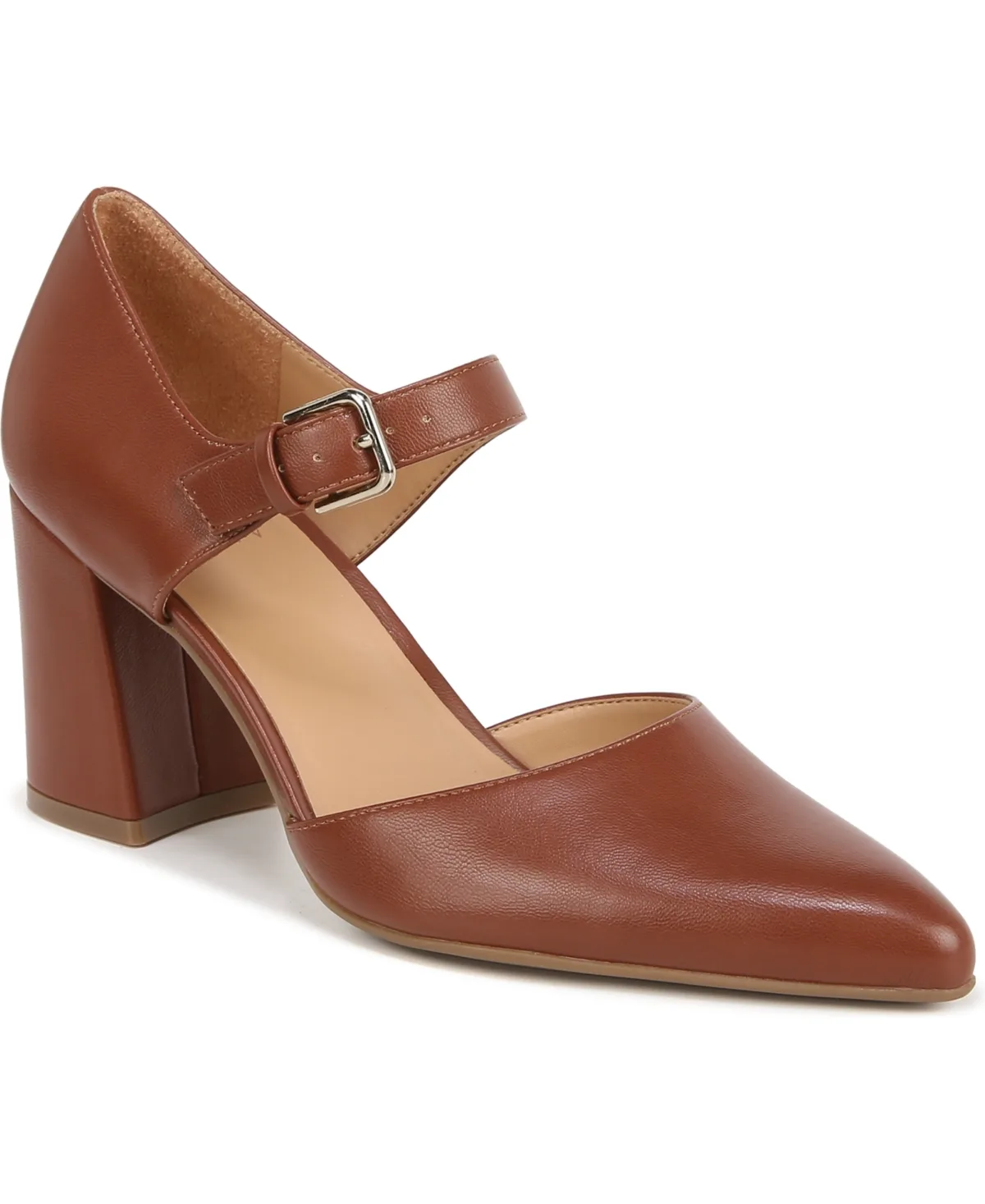 Pixie Mary Jane Pointed Toe Block Heel Pumps