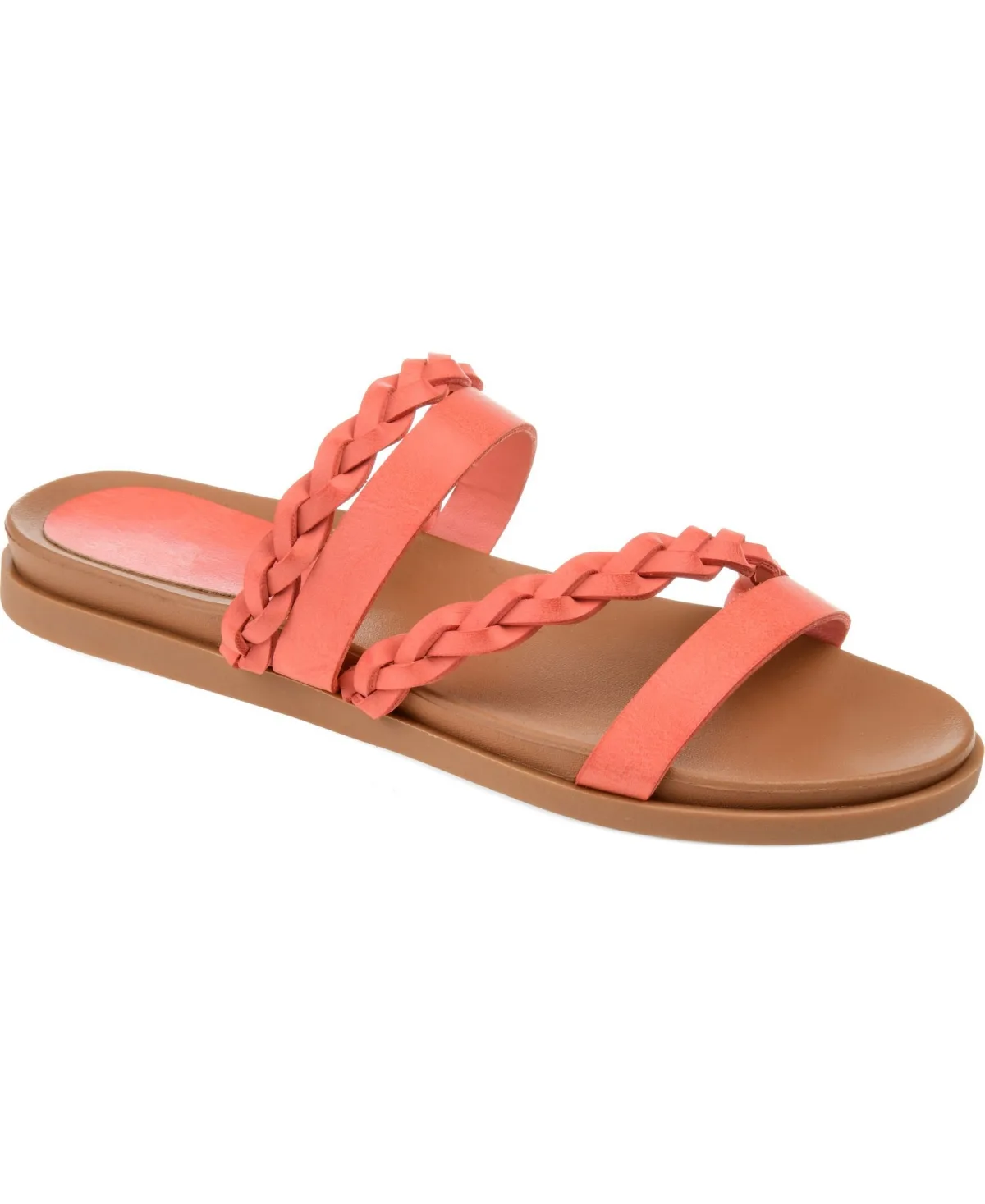 Colette Braided Strappy Open Toe Flat Sandals by Journee Collection