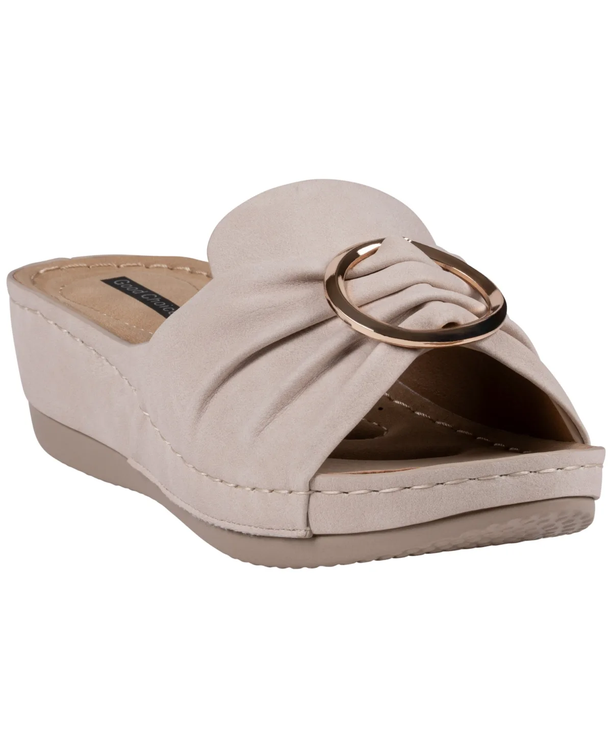 Isola Floral Rosette Wedge Sandals