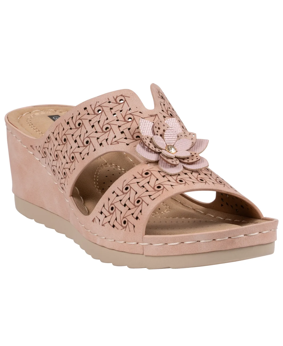 Nancia Floral Round Toe Wedge Sandals