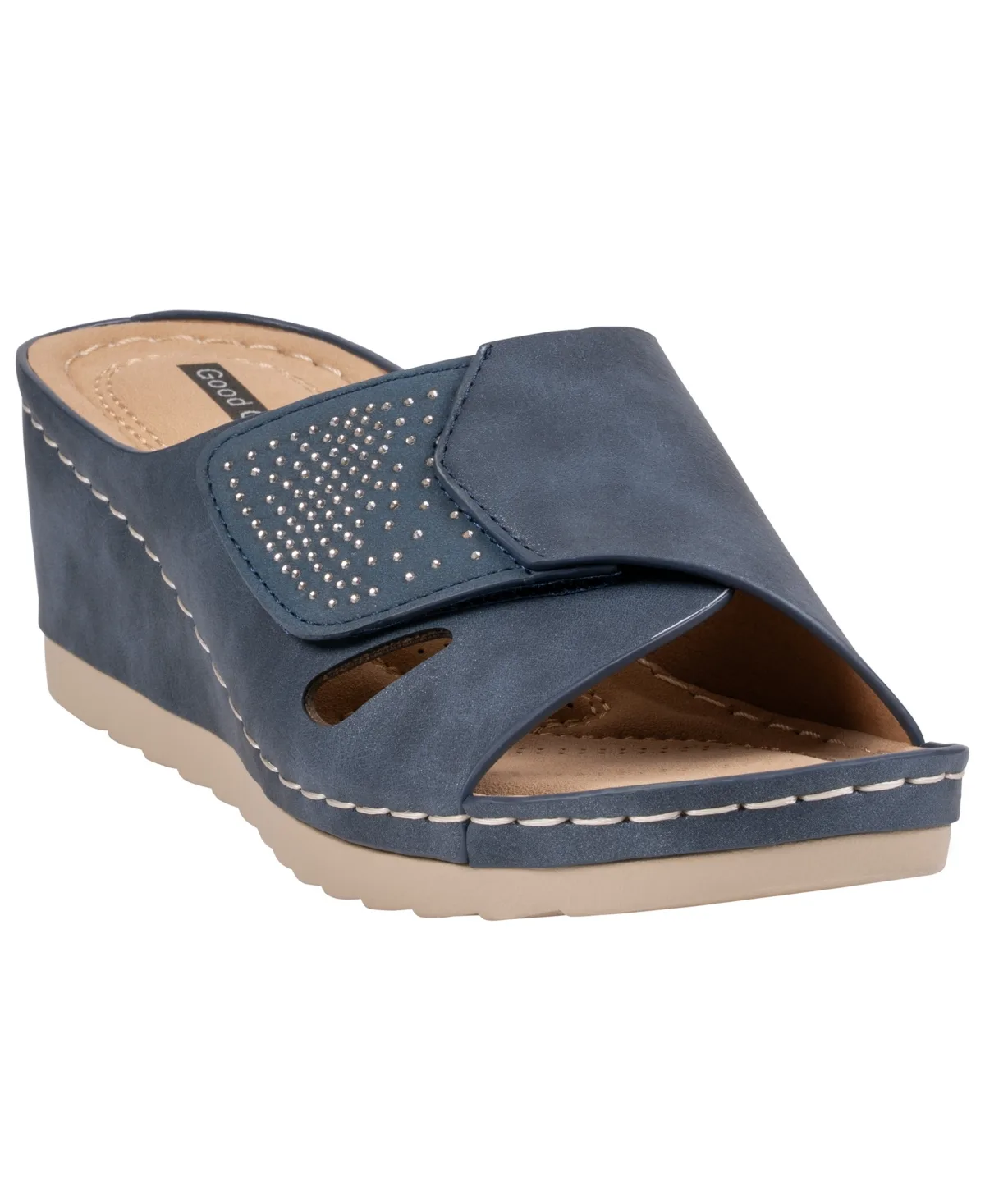 Savina Embellished Round Toe Wedge Sandals by Gc Shoes