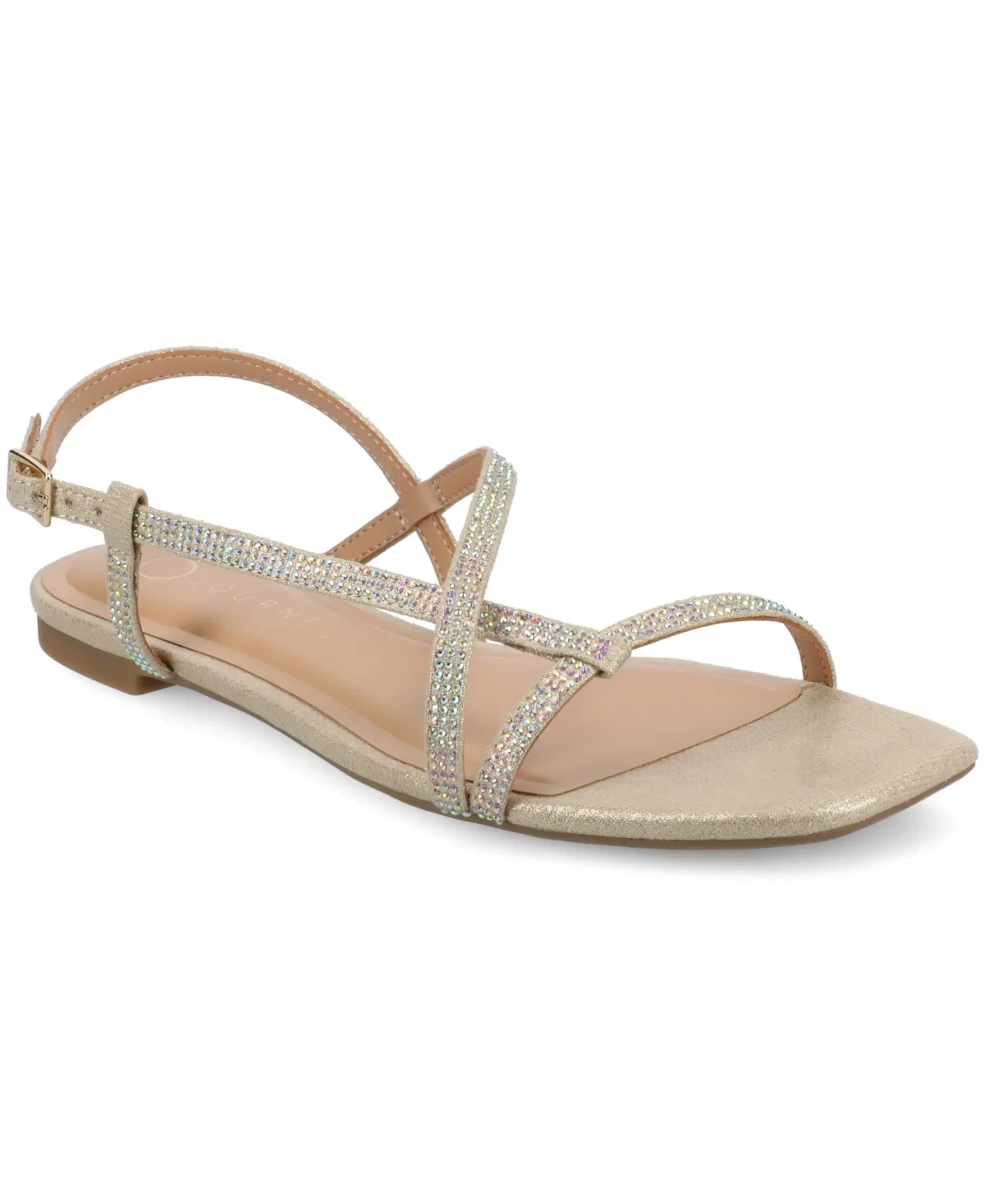 Francis Strappy Glitter Flat Sandals by Journee Collection