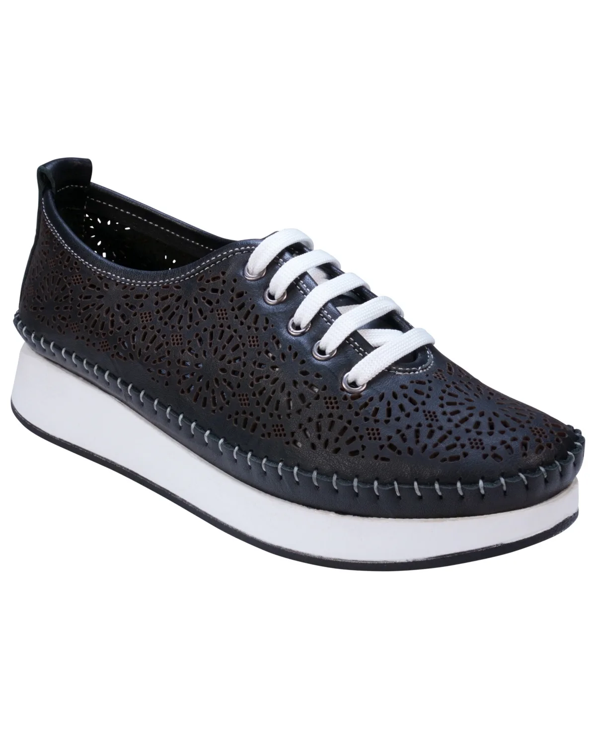 Sarto Perforated Leather Lace Up Platform Sneakers by Cools 21