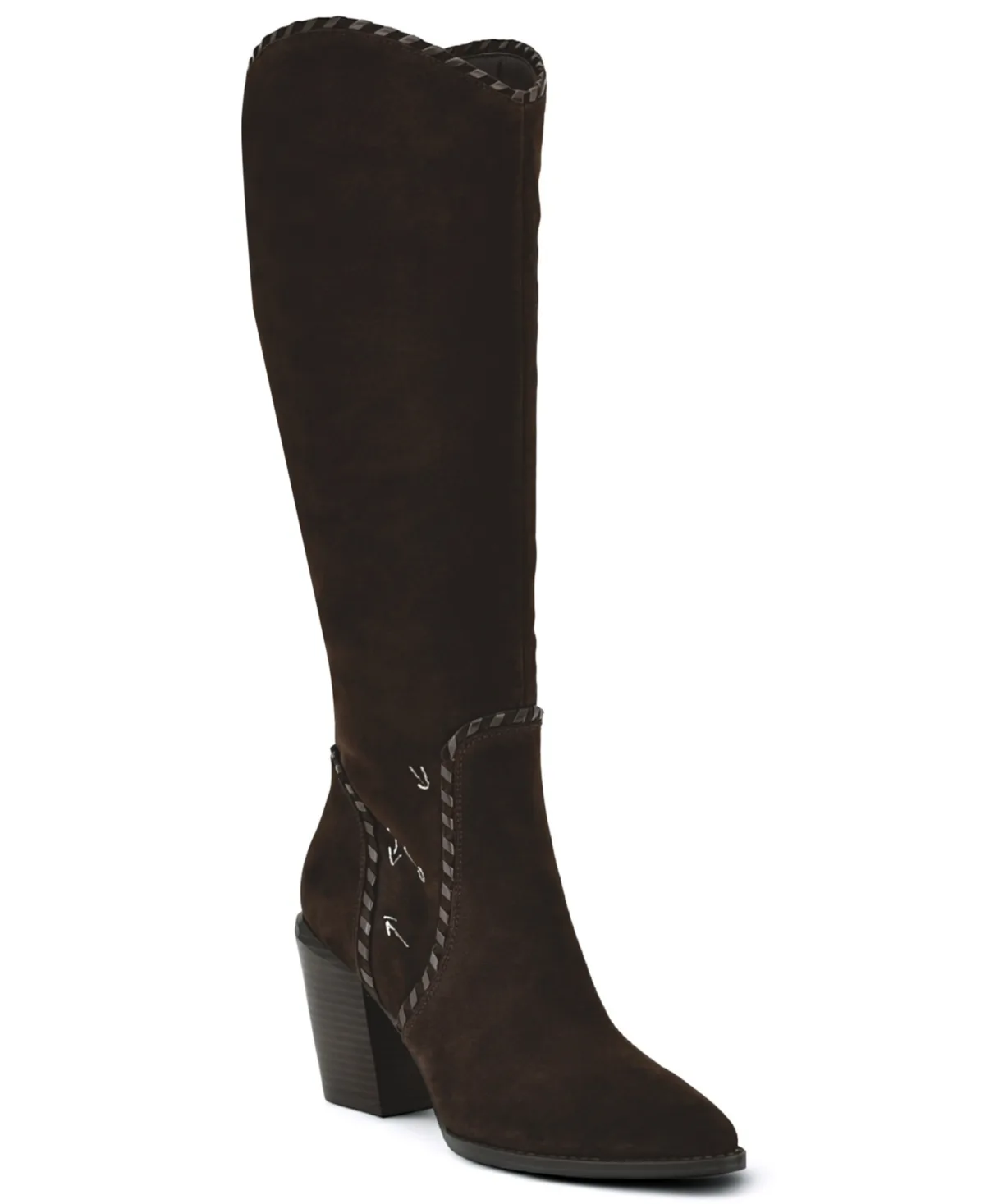 Rosco Suede Whipstitch Block Heel Tall Boots by Nine West