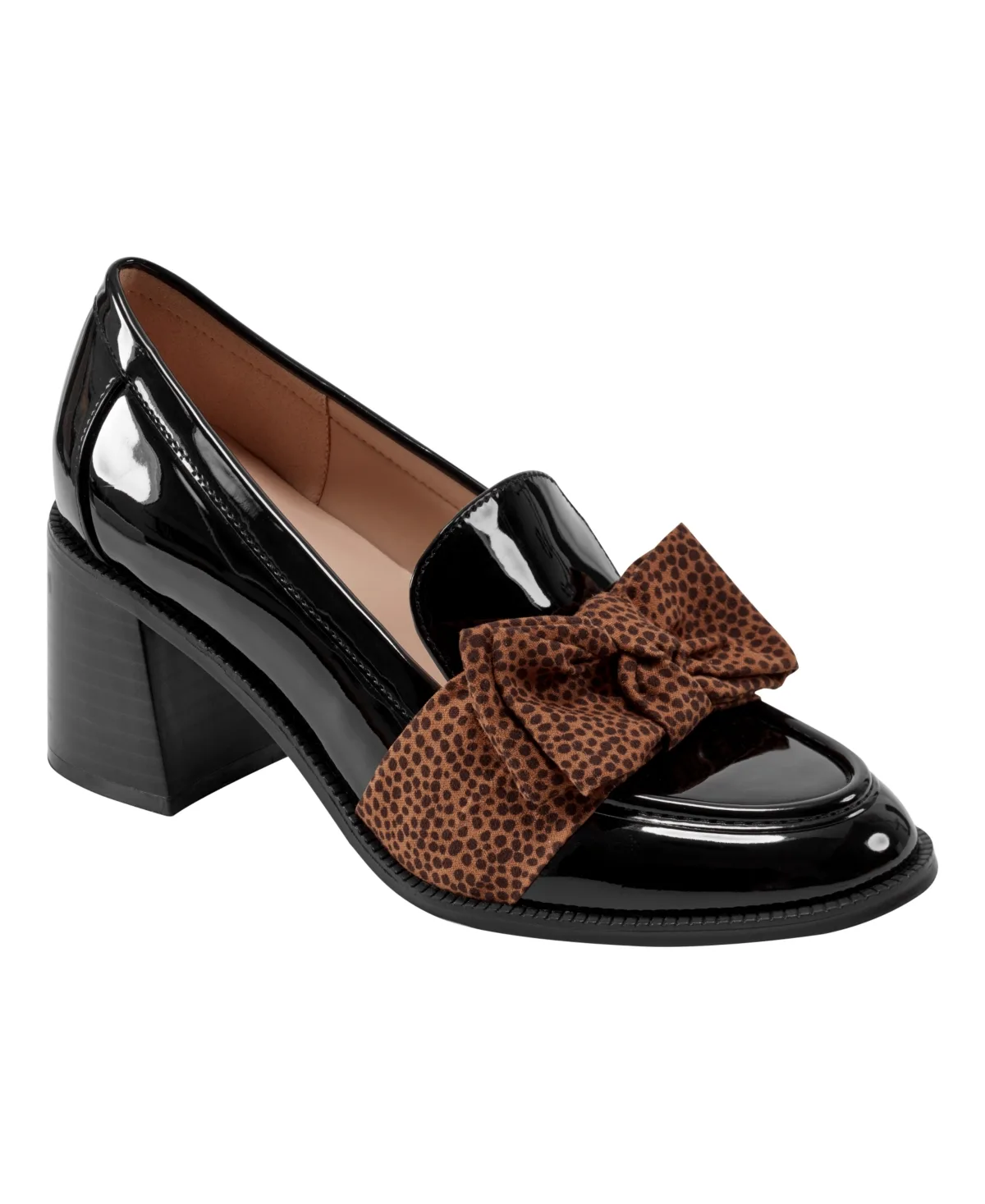 Korrar Bow Stacked Block Heel Loafers by Bandolino
