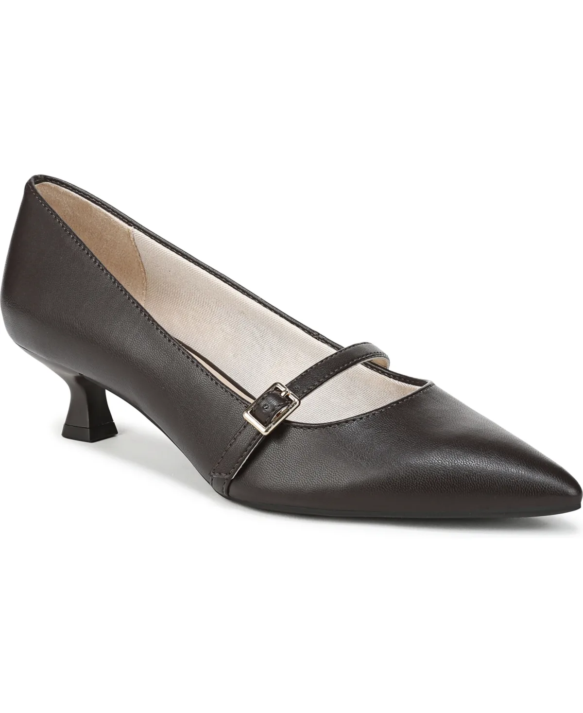 Madelyn Mary Jane Pointed Toe Kitten Heel Pumps