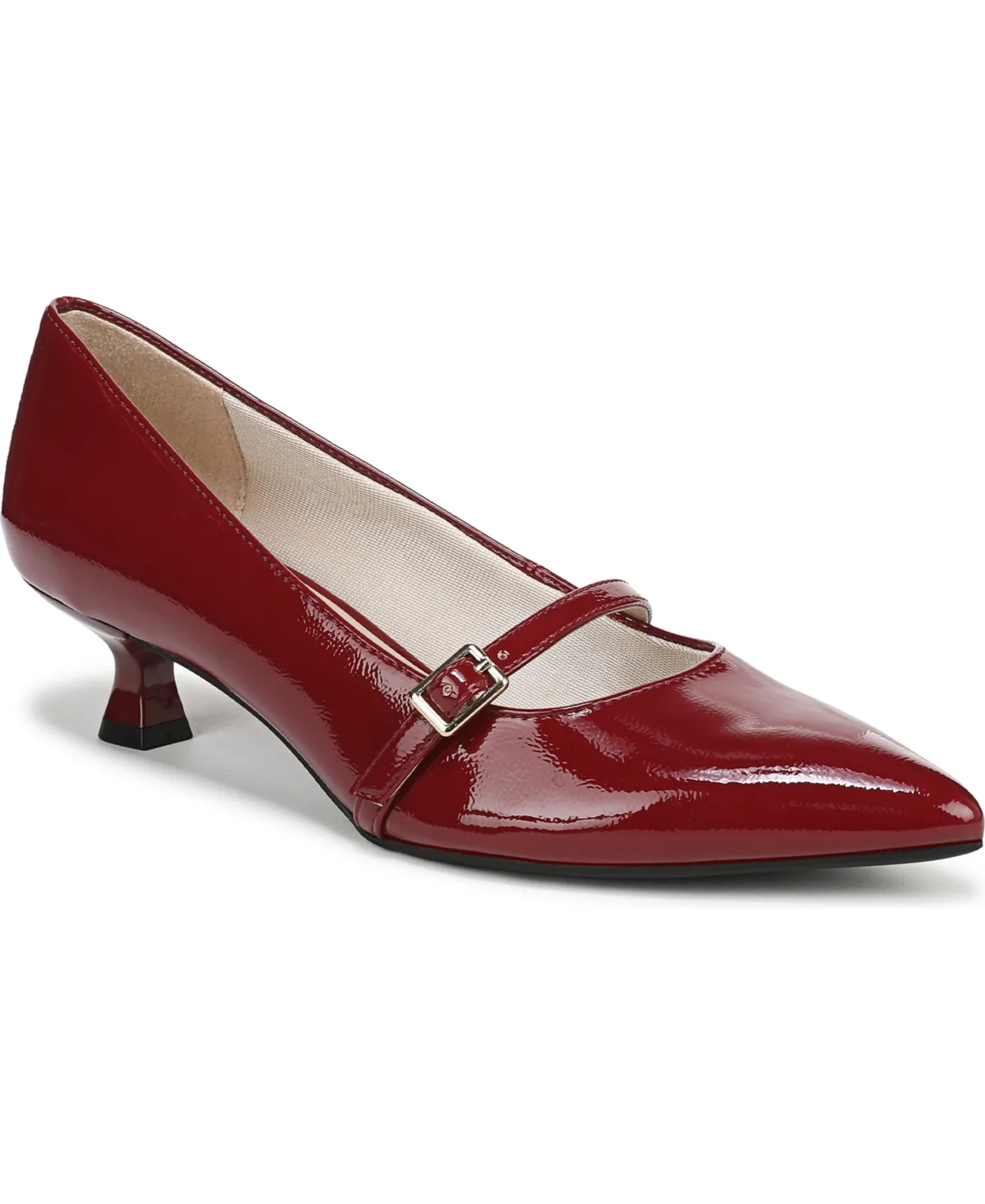 Madelyn Mary Jane Pointed Toe Kitten Heel Pumps