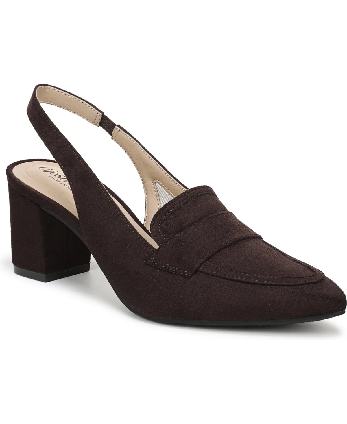 Angel Pointed Toe Block Heel Slingback Pumps