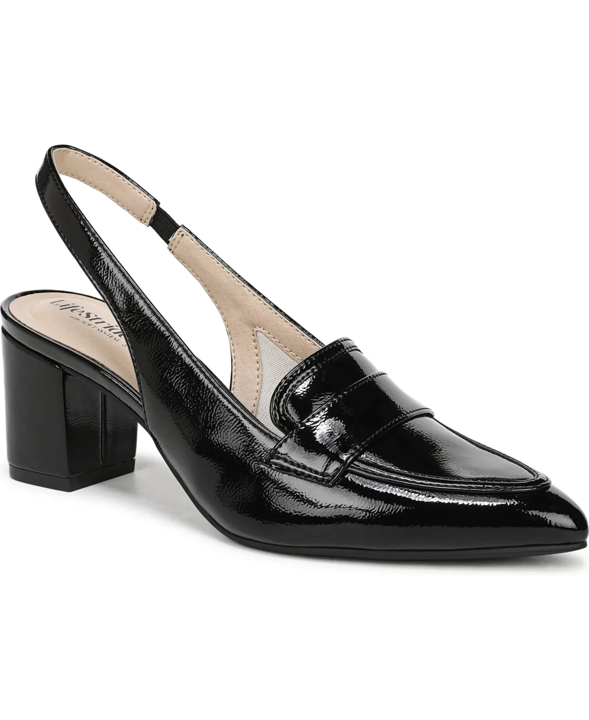 Angel Pointed Toe Block Heel Slingback Pumps