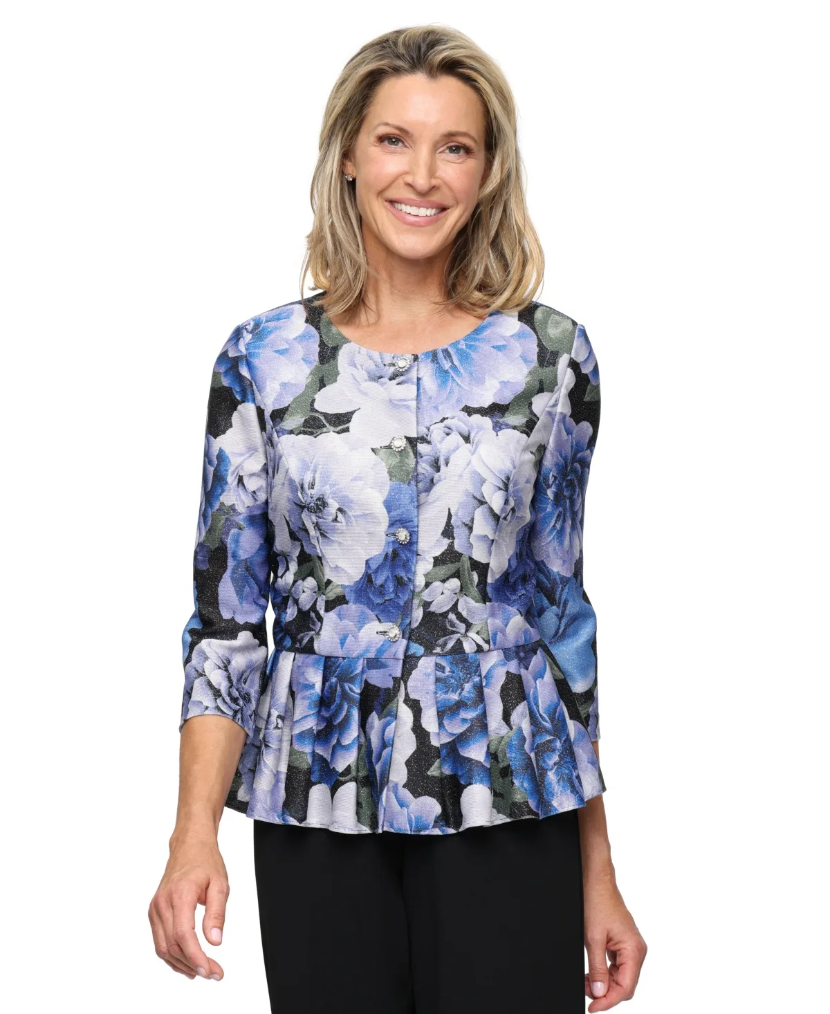 Printed Peplum Top by Alex Evenings