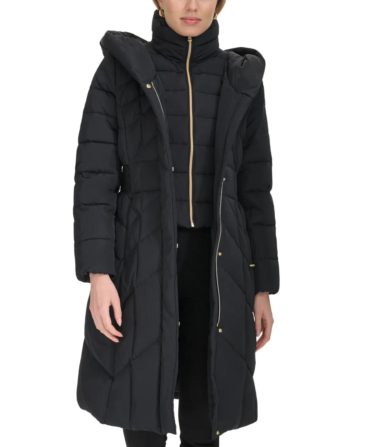 Bibbed Hooded Puffer Coat
