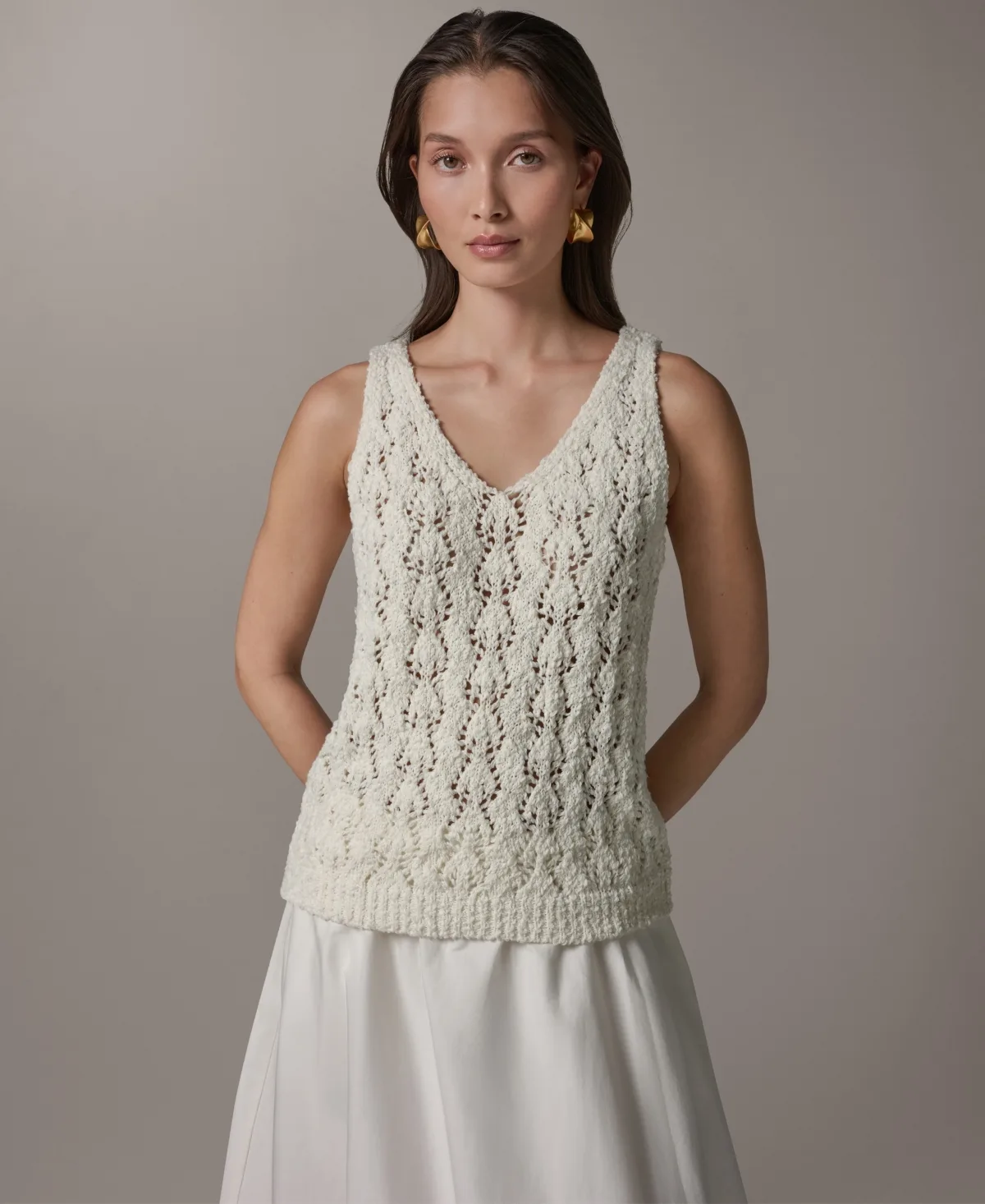 Double V-Neck Tank Top by Donna Karan Weekend