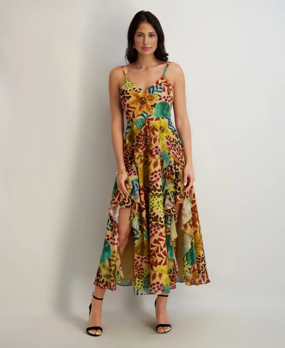 Printed Chiffon V-Neck Dress by Siena