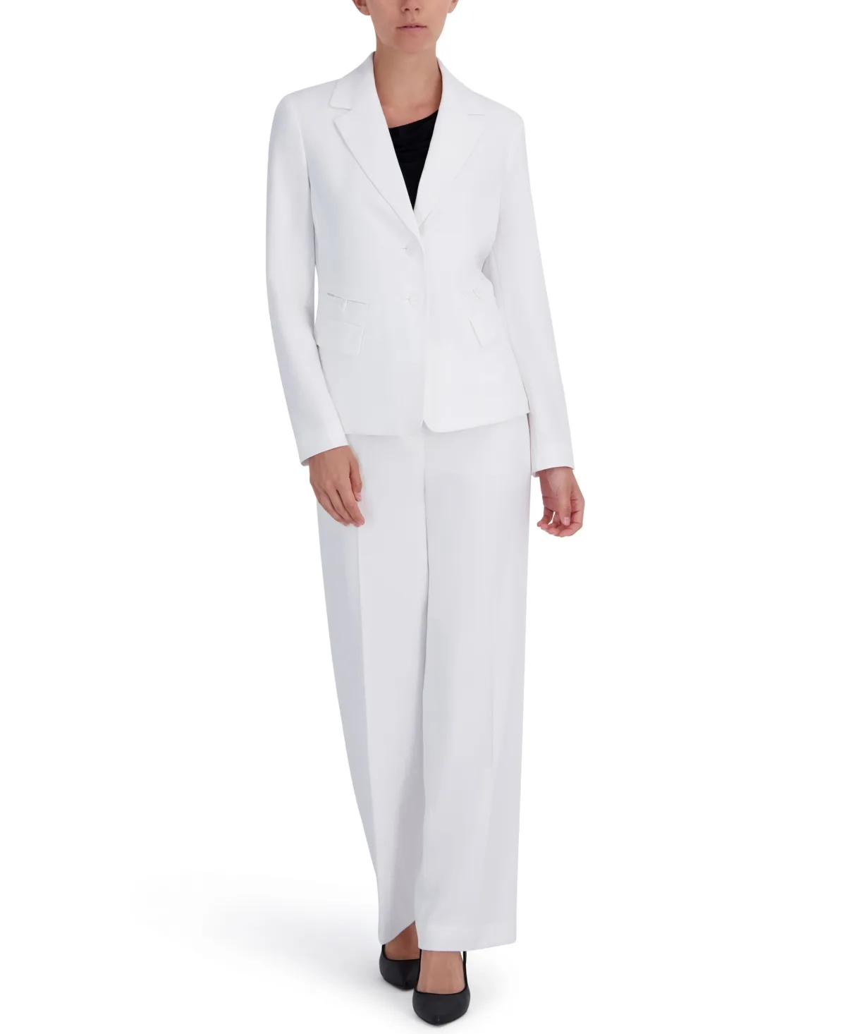 Four-Pocket Jacket & Fly-Front Wide-Leg Pants Suit by Le Suit