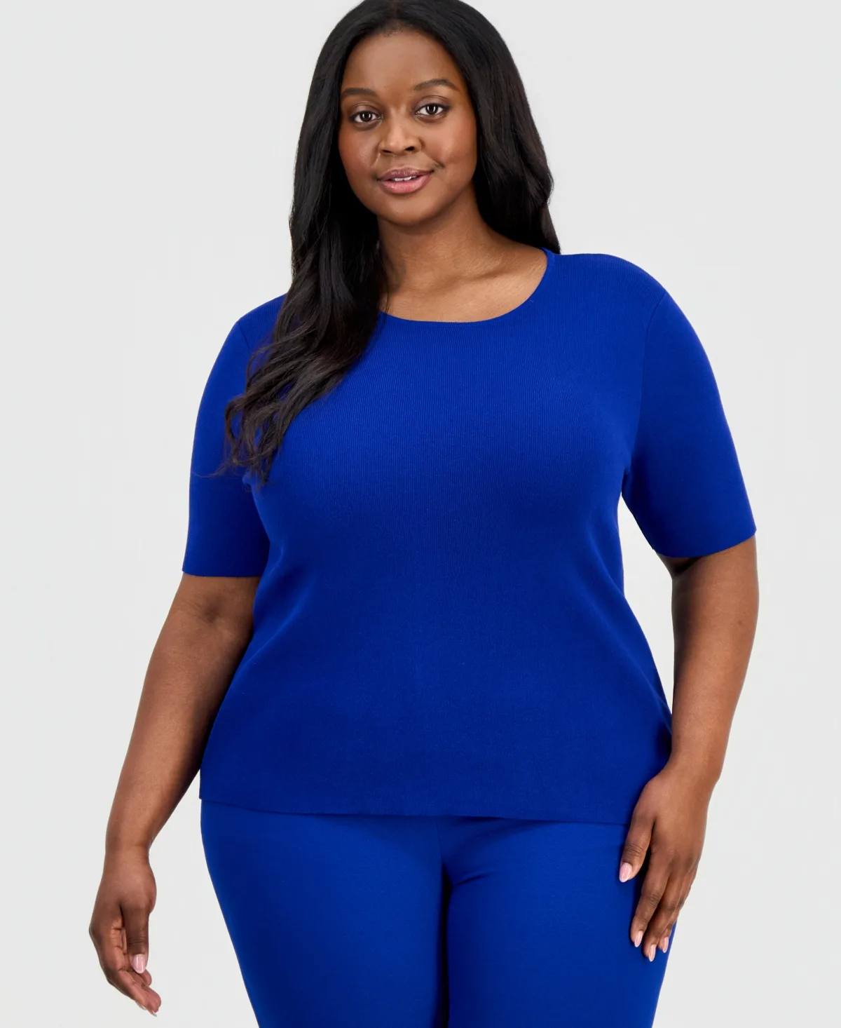 Elbow-Sleeve Sweater T-Shirt by Tahari Asl