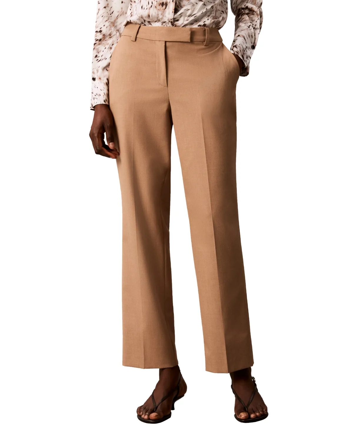 Straight-Leg Mid-Rise Pants by Calvin Klein