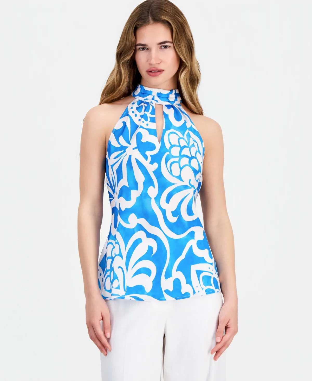Sleeveless Tie-Neck Top