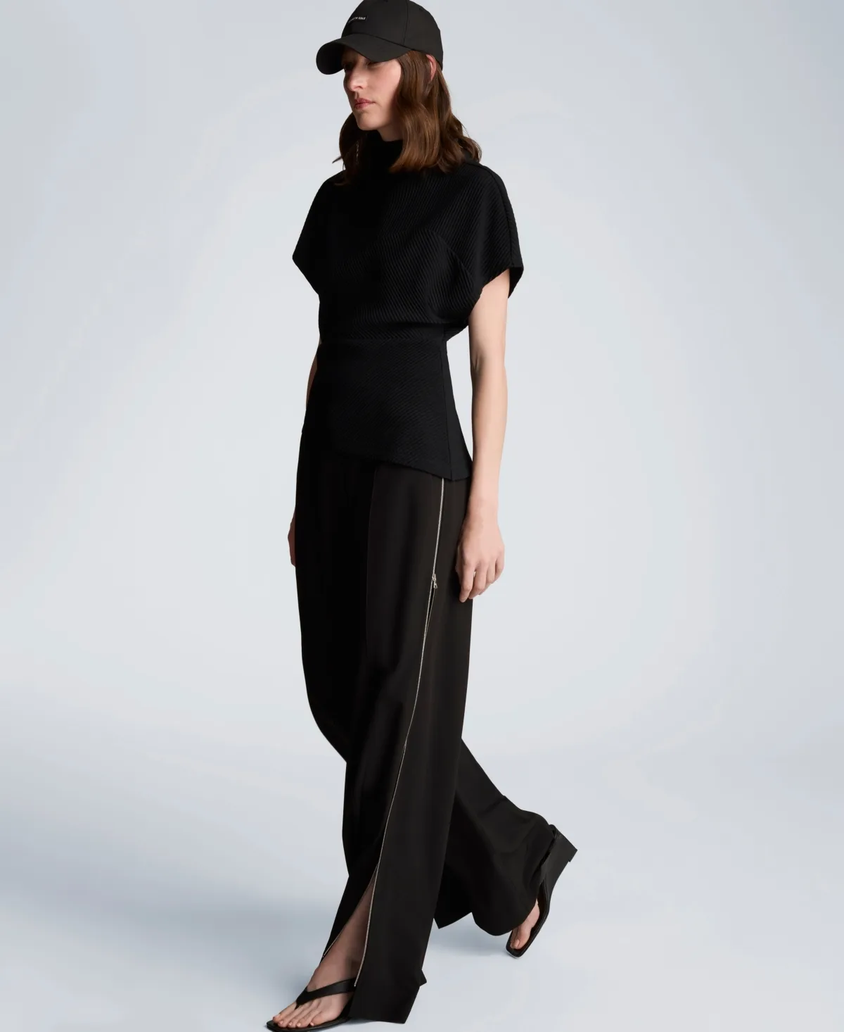 Asymmetrical Hem Mock Neck T-Shirt by Kenneth Cole