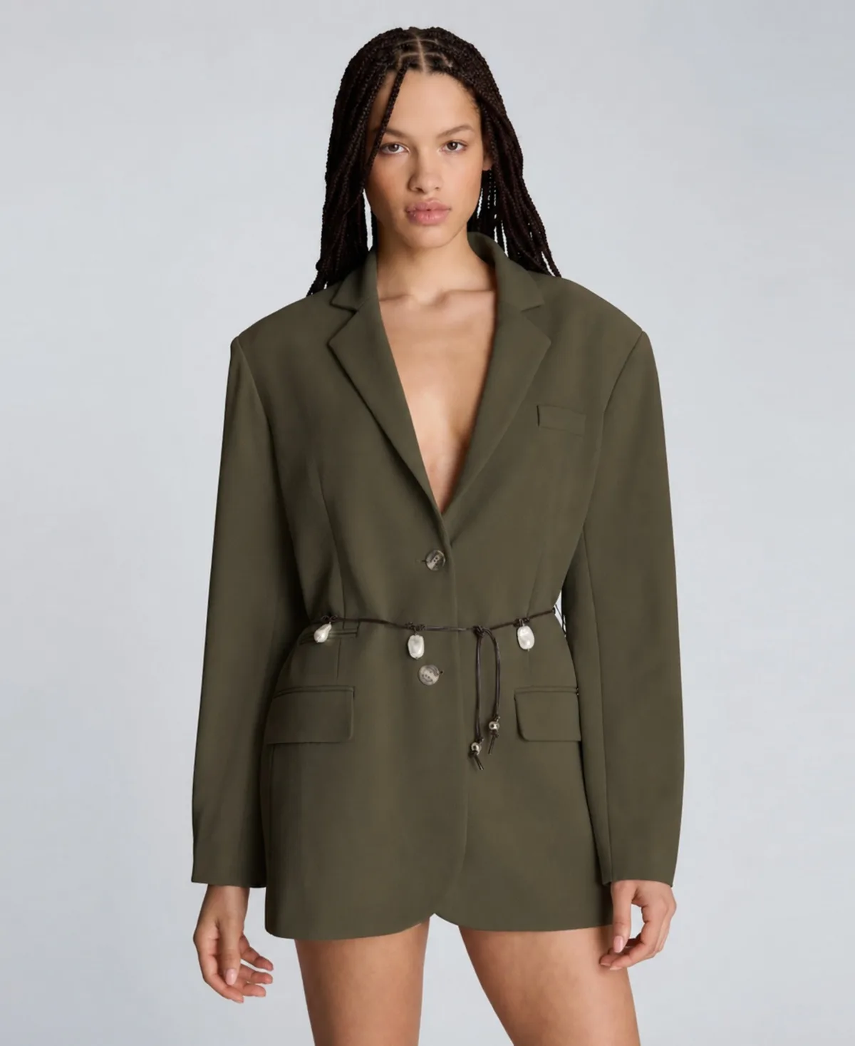 Notch Lapel Collar Boyfriend Blazer by Kenneth Cole