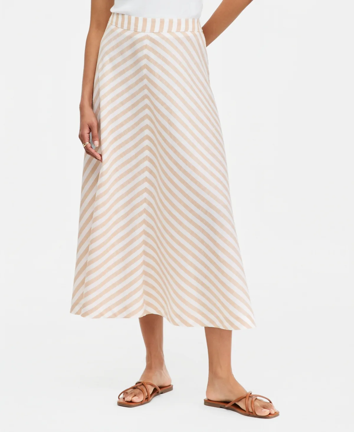 Linen-Blend Midi Circle Skirt by On 34th