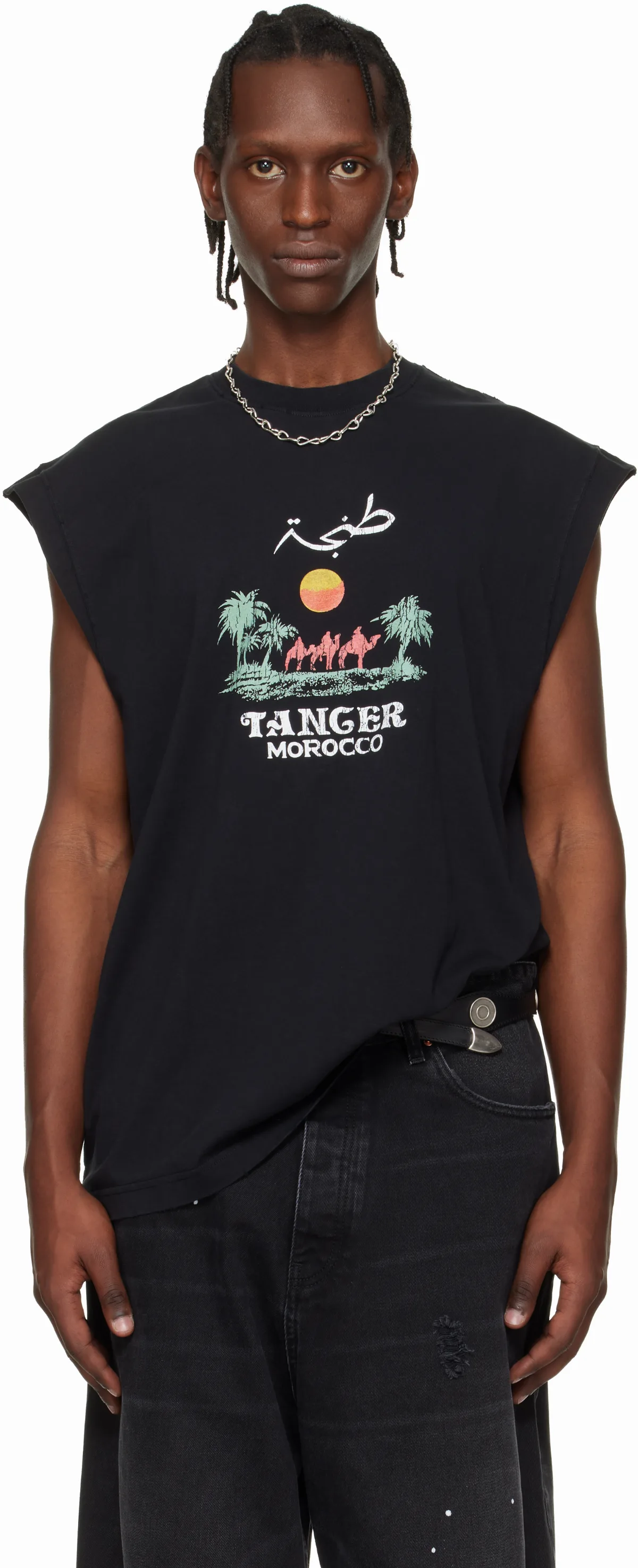 Black'Morocco' Tourist Sleeveless Top by VETEMENTS