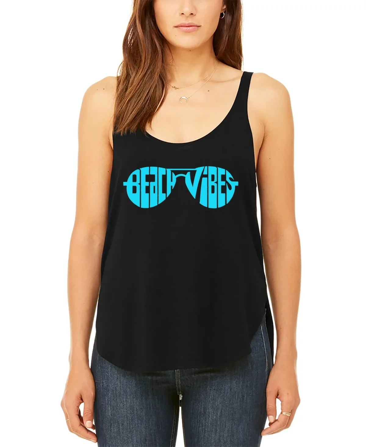 Beach Vibes Premium Word Art Flowy Tank Top by La Pop Art