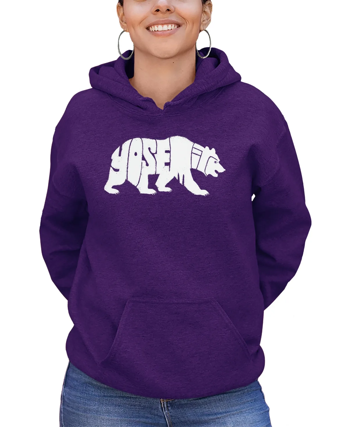 Yosemite Bear Word Art Hooded Sweatshirt by La Pop Art