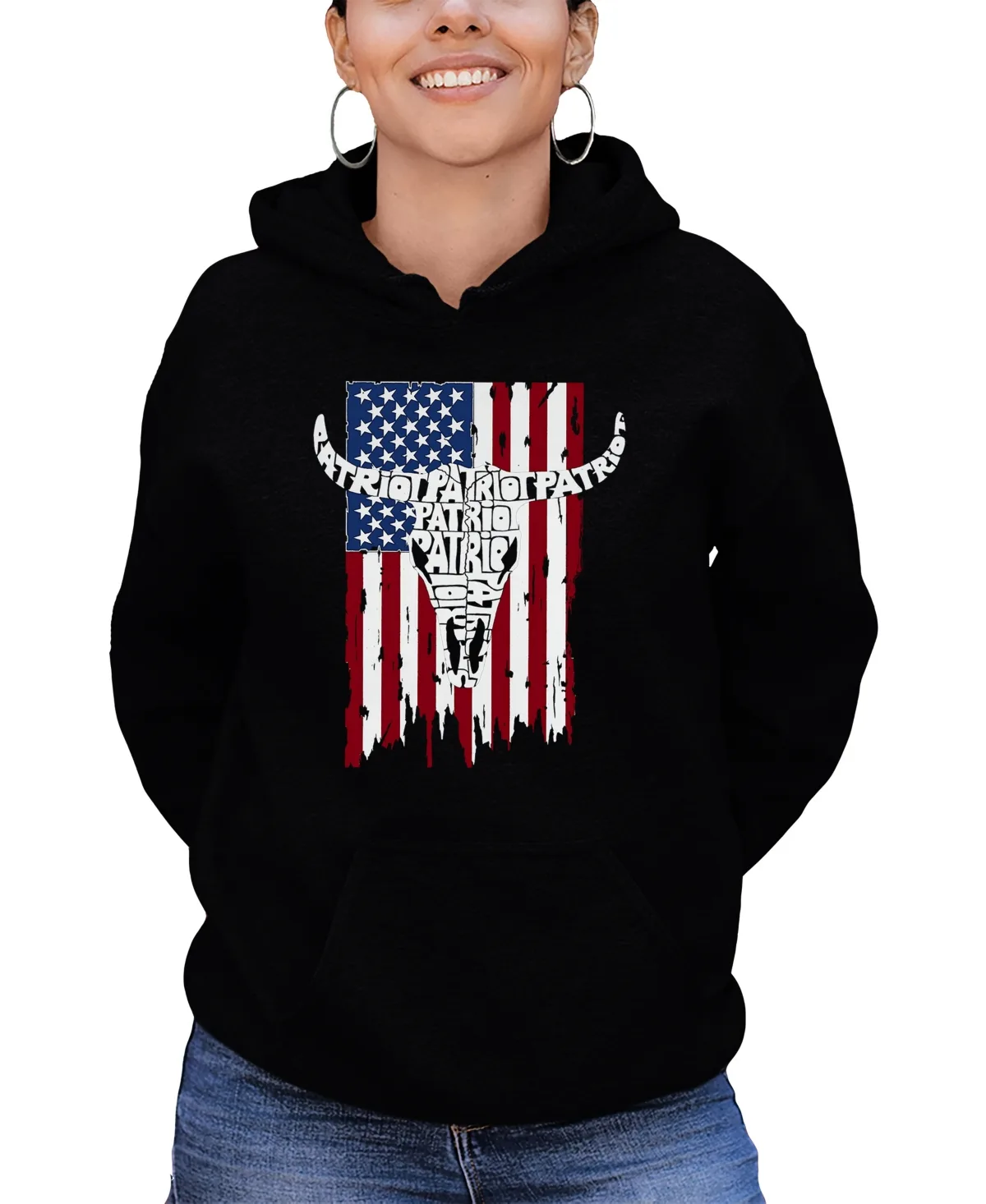Patriot Flag Word Art Hooded Sweatshirt by La Pop Art