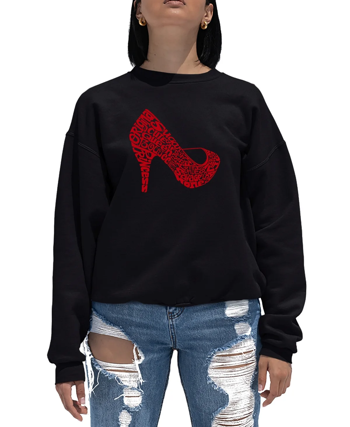 Word Art Crewneck High Heel Sweatshirt by La Pop Art