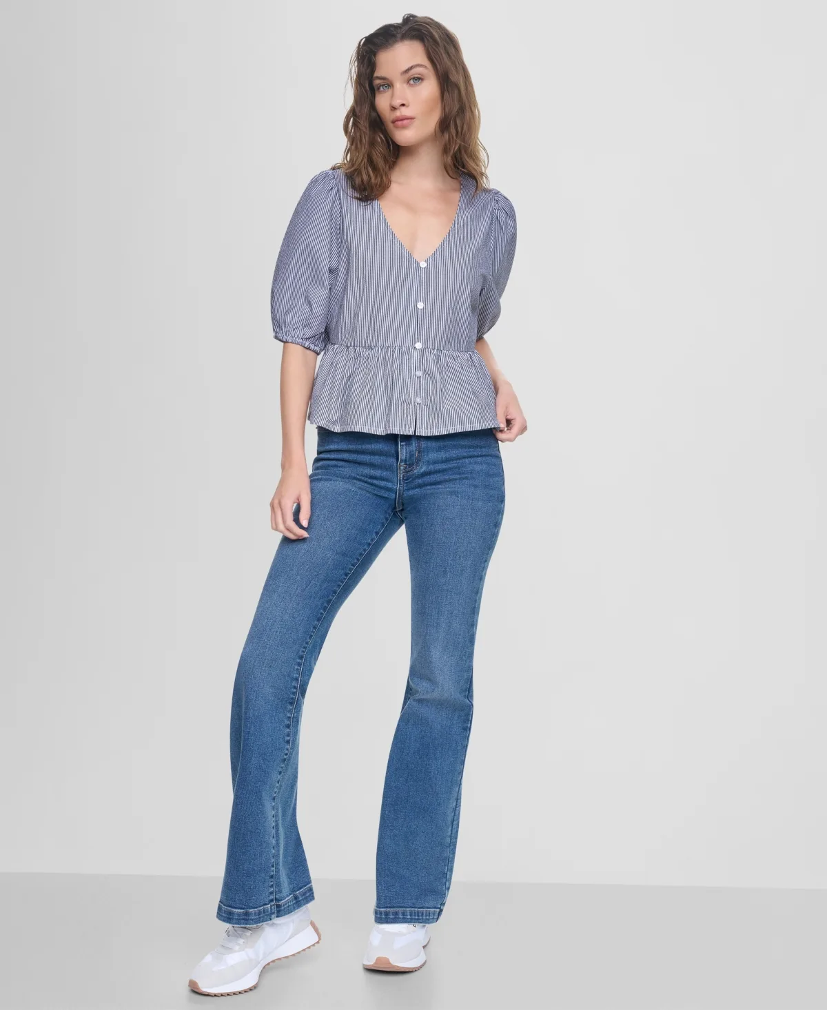 V-Neck Button-Front Shirt by Dkny Jeans