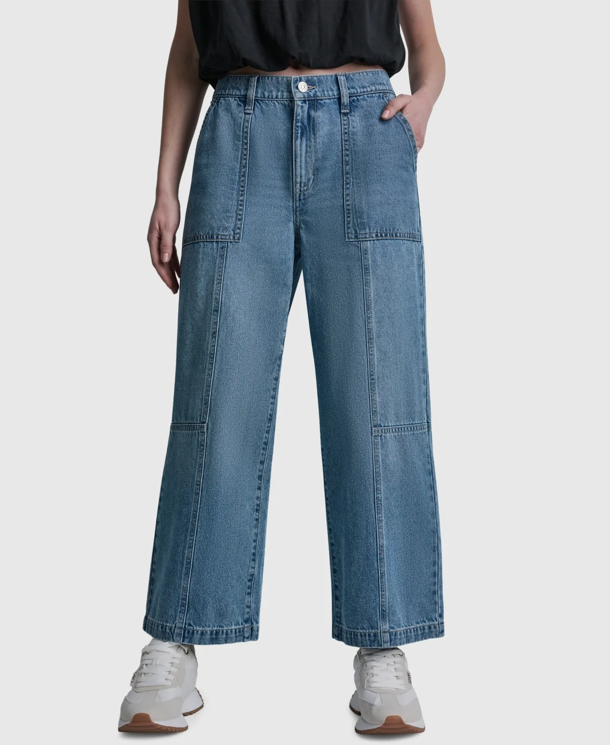 High-Rise Ankle Wide-Leg Cotton Jeans by Dkny Jeans