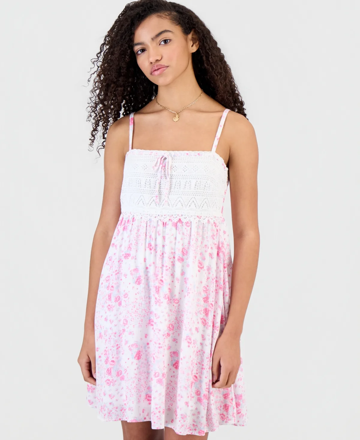 Crochet Babydoll Mini Dress