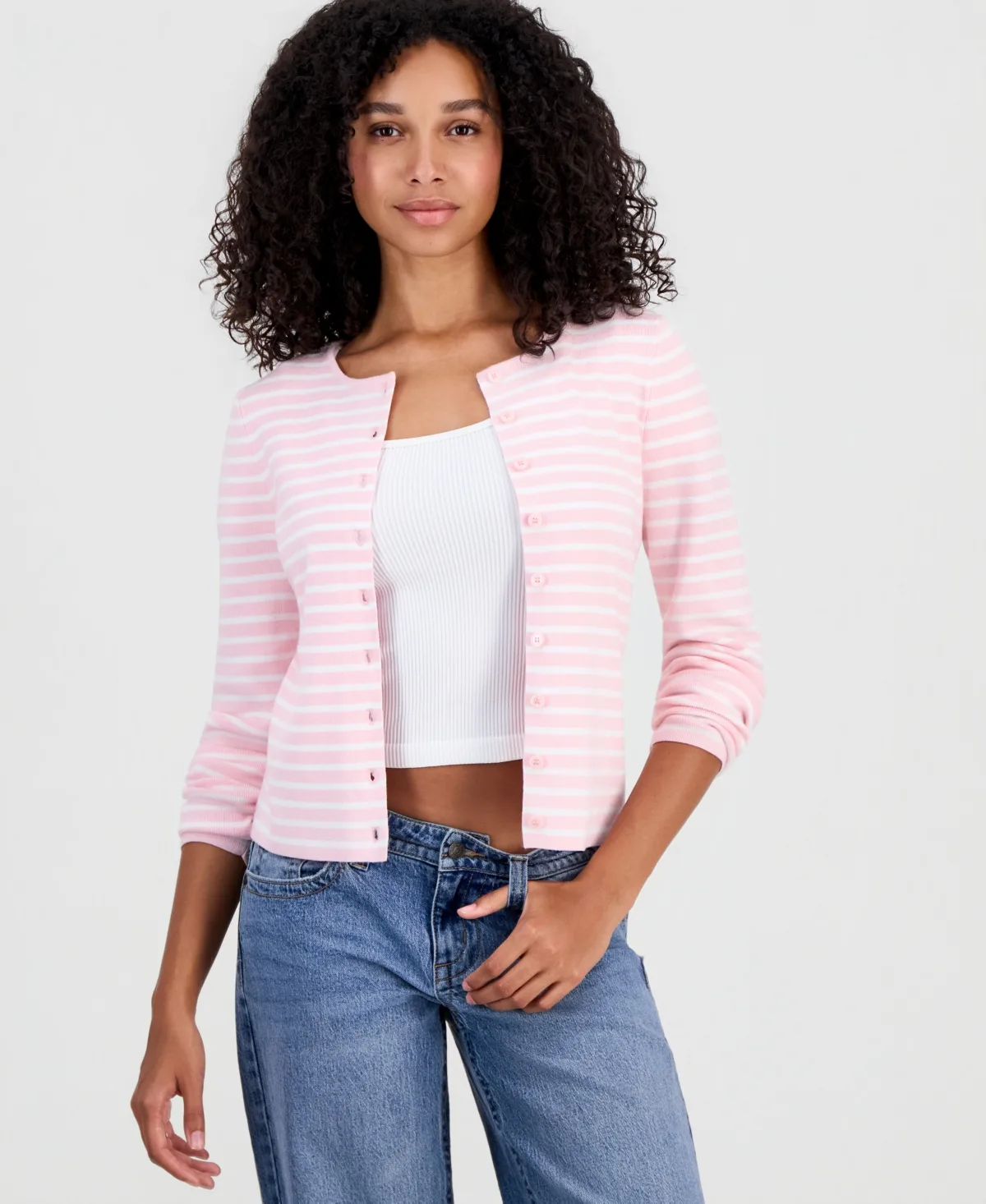 Striped Ribbed Cardigan by Hooked Up By Iot