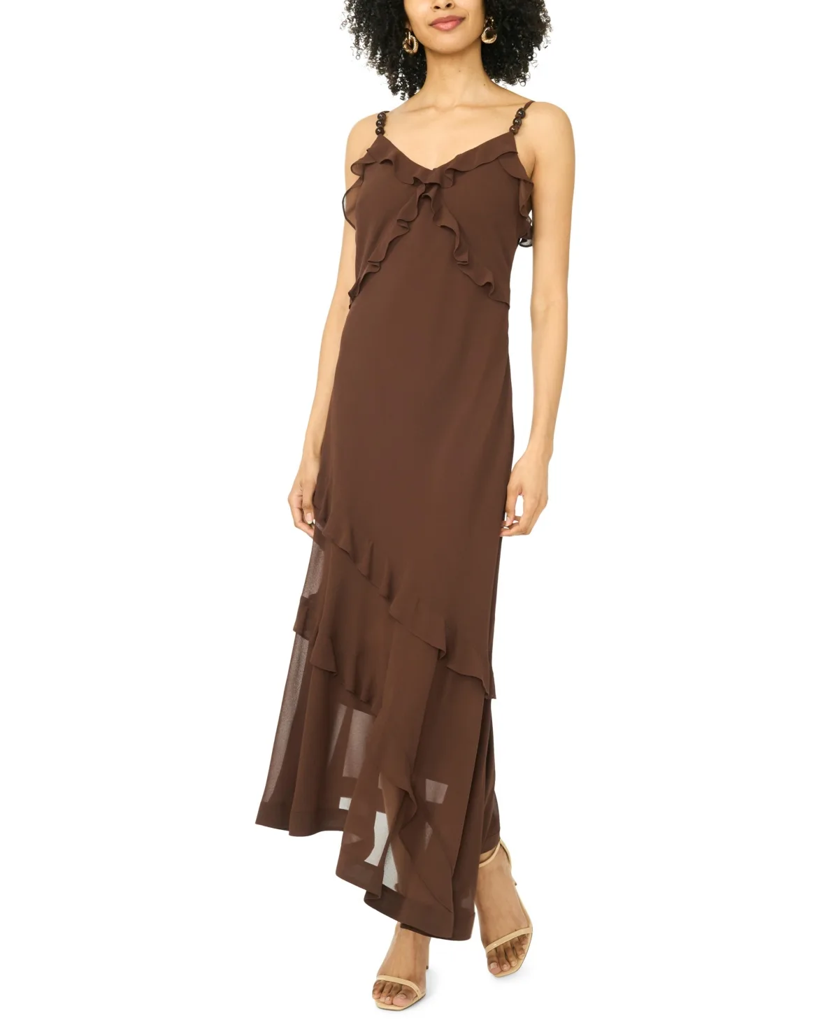 V-Neck Beaded & Knot Detail Maxi Dress by 1.state