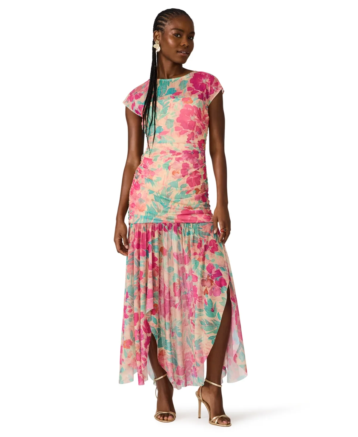 Printed Short-Sleeve Crewneck Dress by Steve Madden