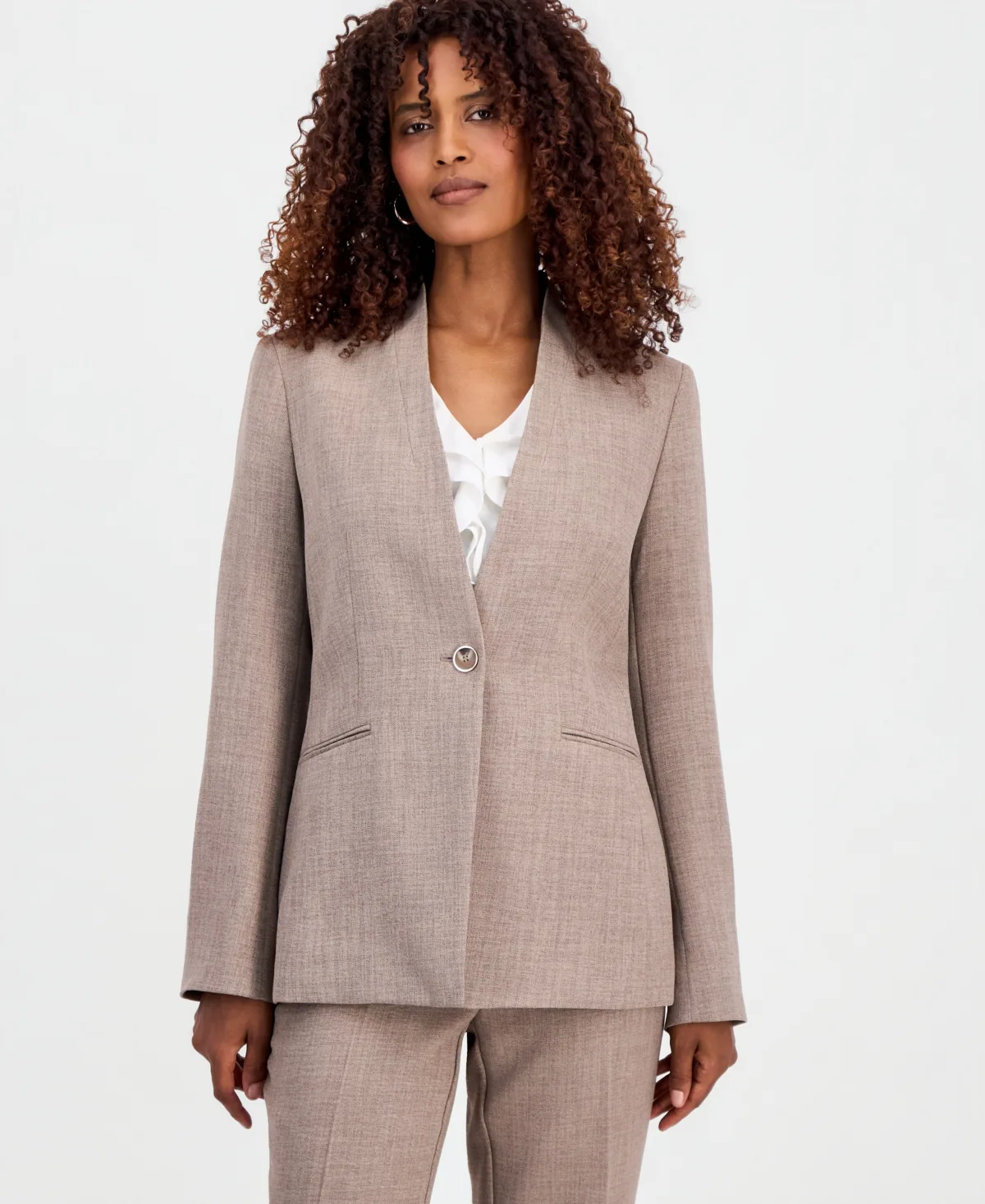 Collarless One-Button Blazer by Kasper