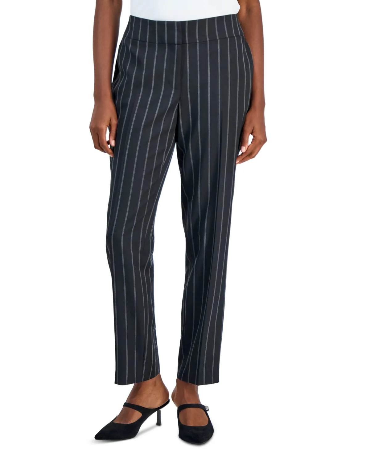 Ava Straight-Leg Pinstripe Pants by Kasper