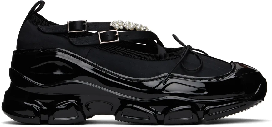 Black Beaded Tracker Ballerina Sneakers by Simone Rocha